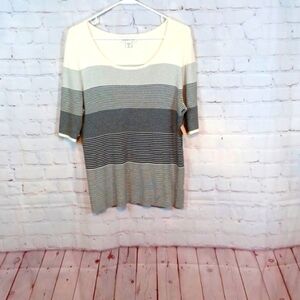 Womans Cold‎ Water Creek Black & White  Short Sleeve Sweater XL 16 NWT